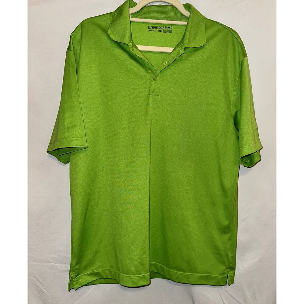 Mens Nike Golf Short Sleeve Dri Fit Bright Green Polo Golf Shirt Size Med Swoosh